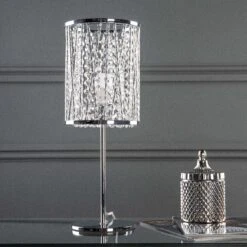 Chrome Elise Crystal Drop Table Lamp