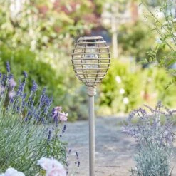 Lumina Faux Rattan Stake Light - Natural