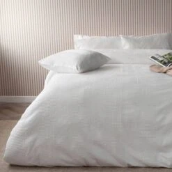 Vanilla Waffle Stripe Duvet Set - Double