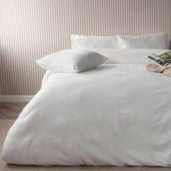Vanilla Waffle Stripe Duvet Set - King Size