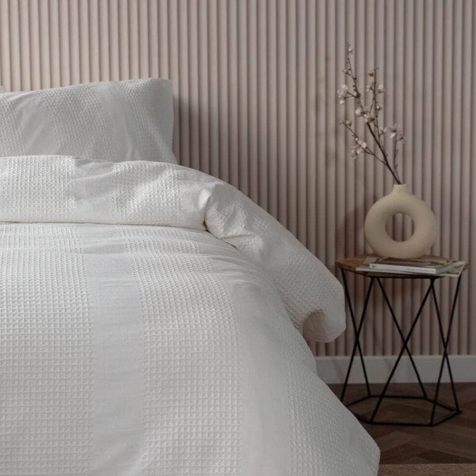 Vanilla Waffle Stripe Duvet Set - Double 4 Vanilla Waffle Stripe Duvet Set - Double - Image 2