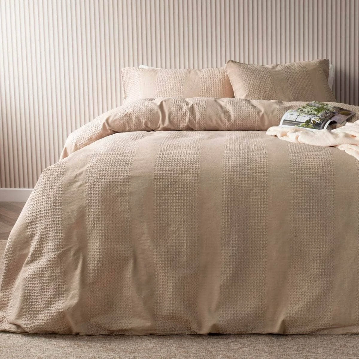 Latte Waffle Stripe Duvet Set - Double 3 Latte Waffle Stripe Duvet Set - Double