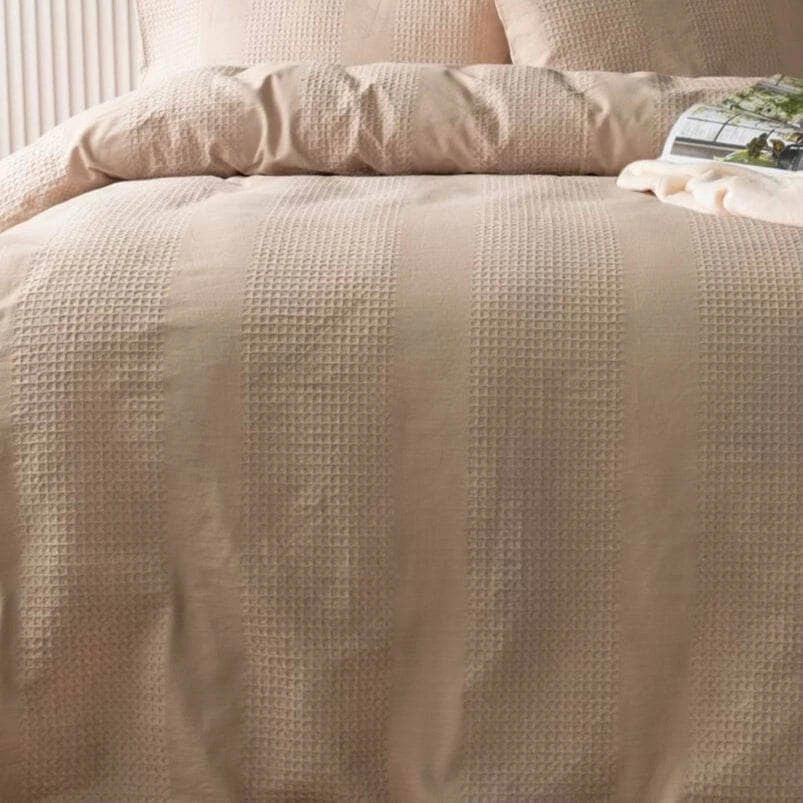 Latte Waffle Stripe Duvet Set - Double 4 Latte Waffle Stripe Duvet Set - Double - Image 2