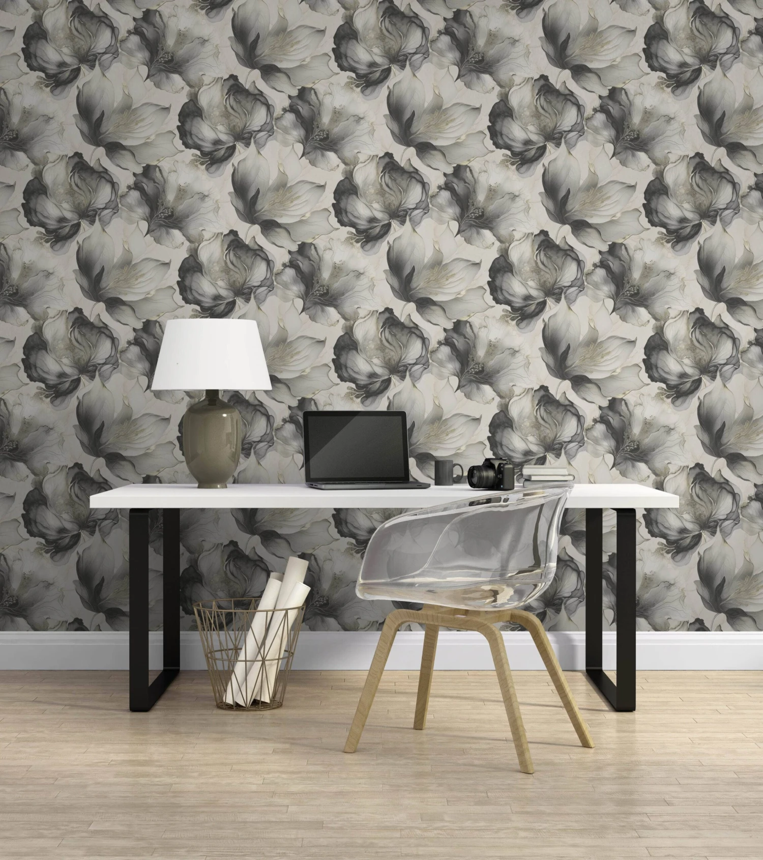 Muriva Elysian Floral Black & Gold Wallpaper - 212502 6 Muriva Elysian Floral Black & Gold Wallpaper - 212502 - Image 4