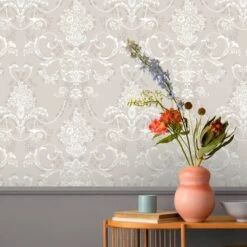 Rasch Amelie Damask Grey Wallpaper - 260253