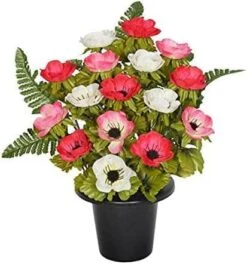 Pink Anemone & Fern Grave Pot 29cm