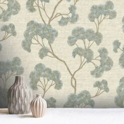 Rasch Sumatra Ginkgo Teal Wallpaper 316018 11 Rasch Sumatra Ginkgo Teal Wallpaper 316018 -Taskers Sale Shop 316018GinkgoTealCameo2 9f95a0a7 e086 4f91 8ab7 e2f487a1111e