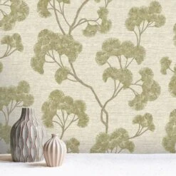 Rasch Sumatra Ginkgo Green Wallpaper - 316032 -Taskers Sale Shop 316032GinkgoGreenCameo2
