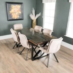 Bella 180cm Table & 6 Aspen Taupe Chairs