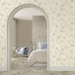 Belgravia Tiffany Floral Cream & Blue Wallpaper -41333