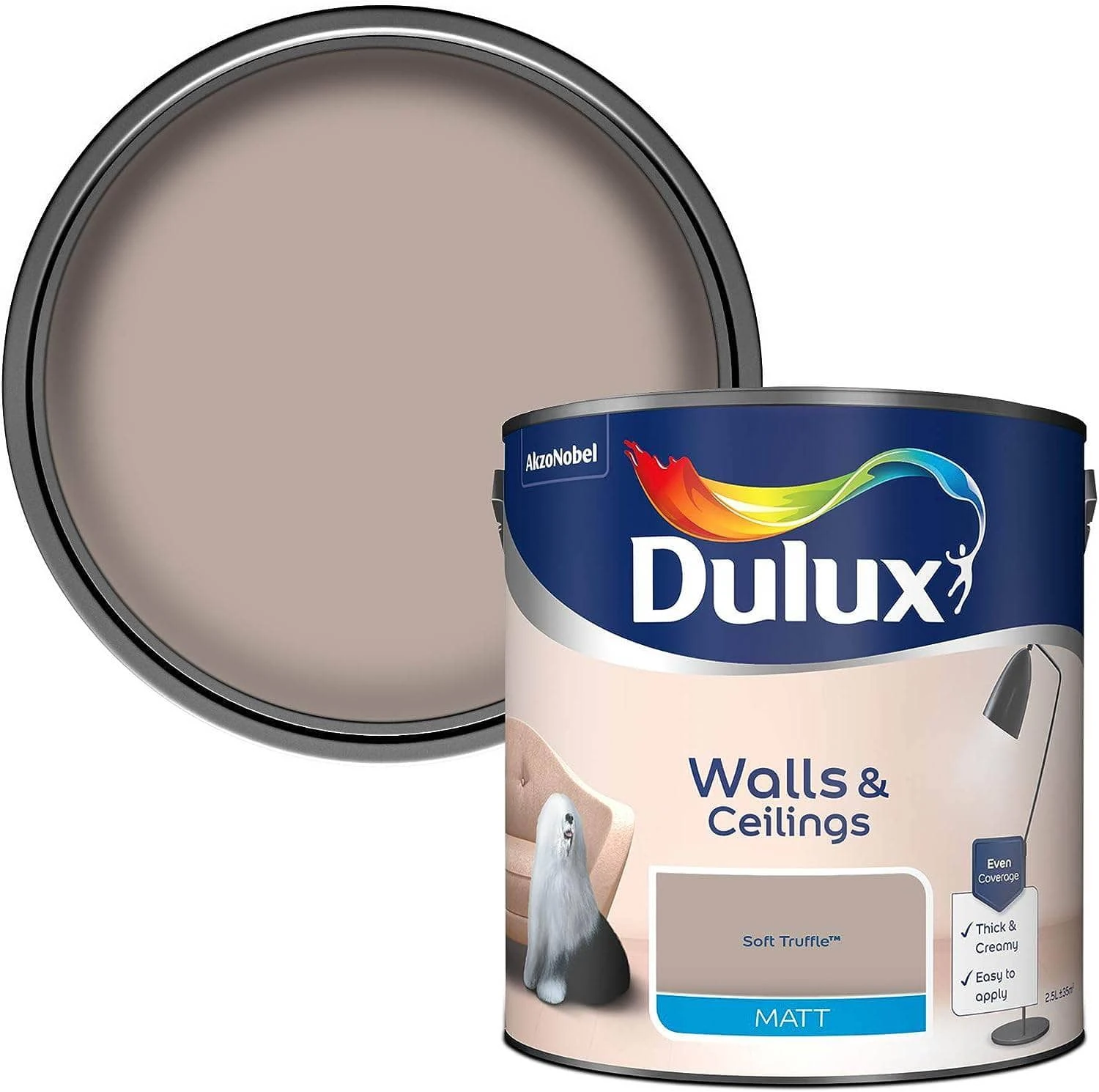 Dulux Matt Emulsion 2.5L - Soft Truffle 3 Dulux Matt Emulsion 2.5L - Soft Truffle