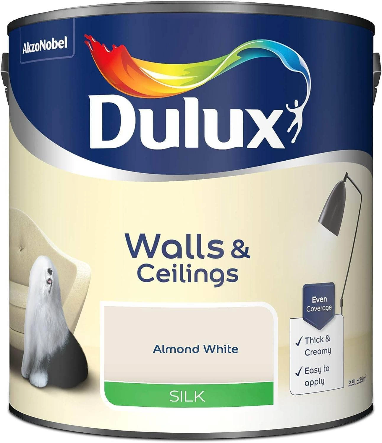 Dulux Silk Emulsion 2.5L - White Cotton 4 Dulux Silk Emulsion 2.5L - White Cotton - Image 2