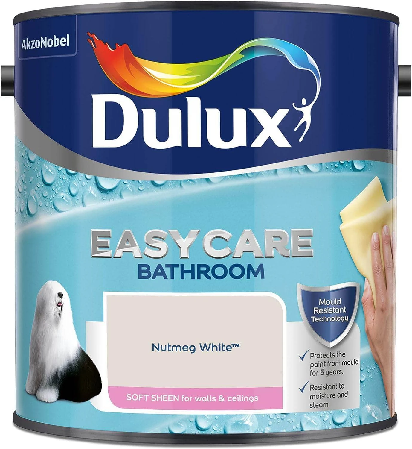 Dulux Easy Care Bathroom 2.5L - Nutmeg White 4 Dulux Easy Care Bathroom 2.5L - Nutmeg White - Image 2