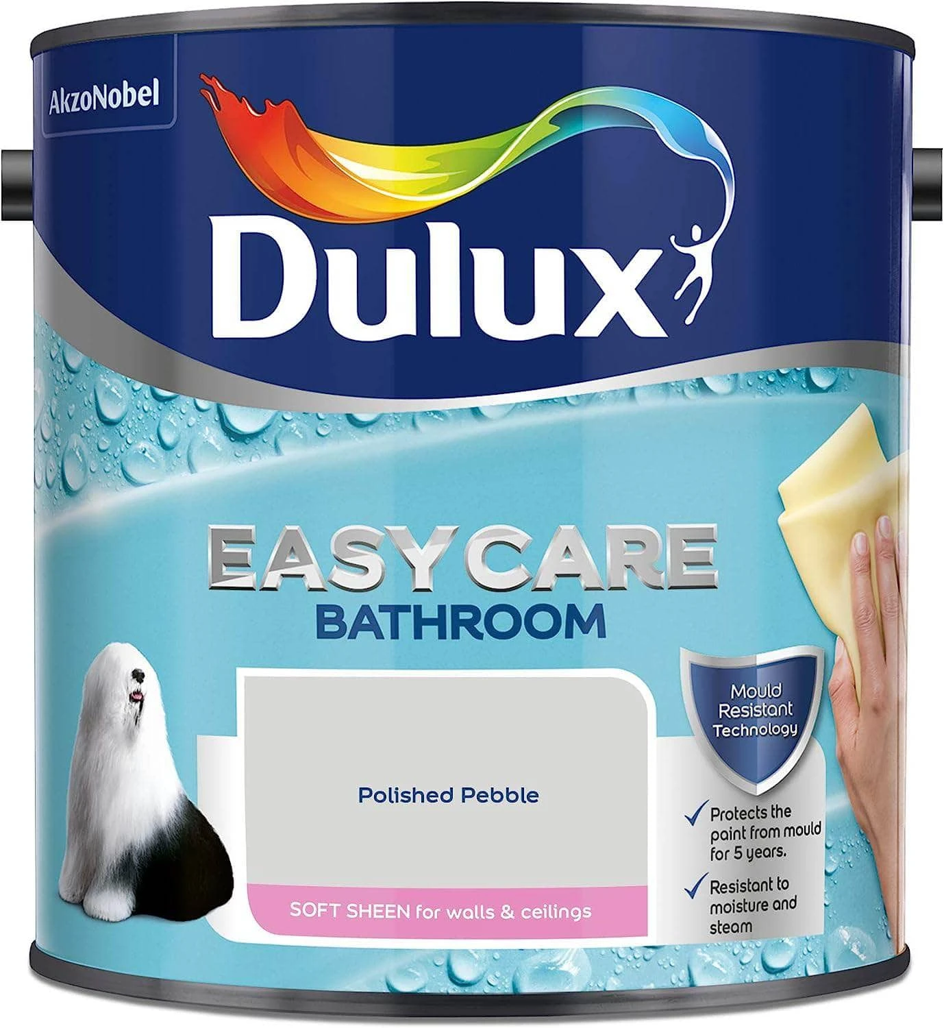 Dulux Easy Care Bathroom 2.5L - Polished Pebble 4 Dulux Easy Care Bathroom 2.5L - Polished Pebble - Image 2