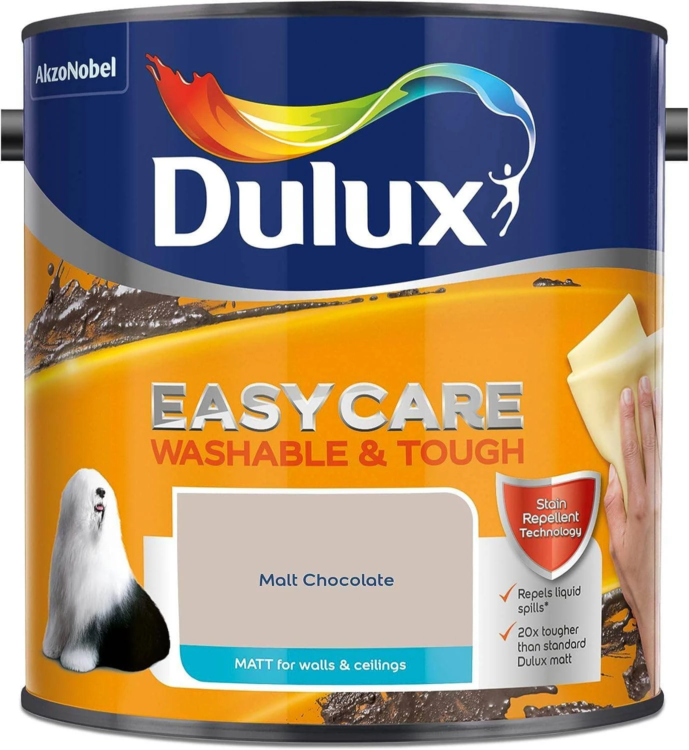 Dulux Easycare Matt Emulsion 2.5L - Malt Chocolate 4 Dulux Easycare Matt Emulsion 2.5L - Malt Chocolate - Image 2