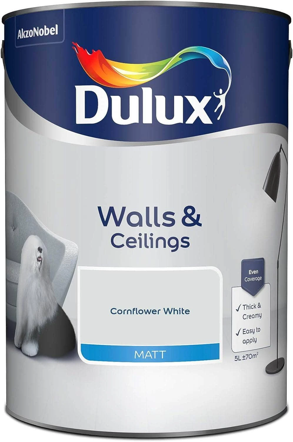 Dulux Matt Emulsion 5L - Cornflower White 4 Dulux Matt Emulsion 5L - Cornflower White - Image 2