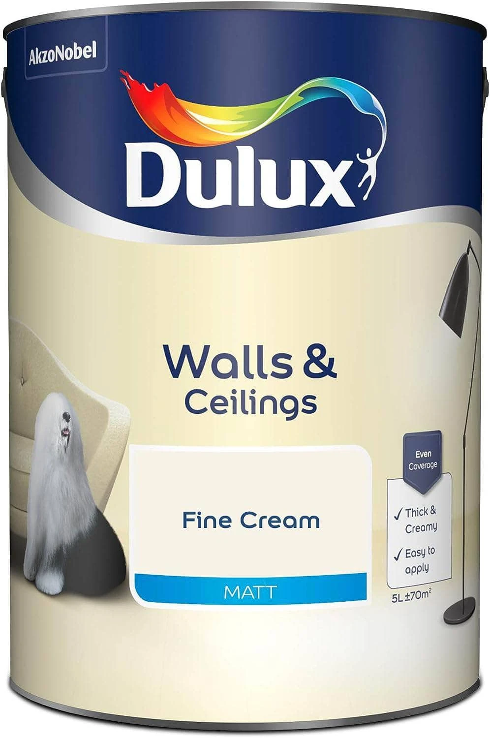 Dulux Matt Emulsion 5L - Fine Cream 4 Dulux Matt Emulsion 5L - Fine Cream - Image 2