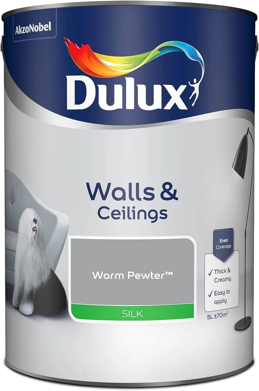 Dulux Silk Emulsion 5L - Warm Pewter 4 Dulux Silk Emulsion 5L - Warm Pewter - Image 2