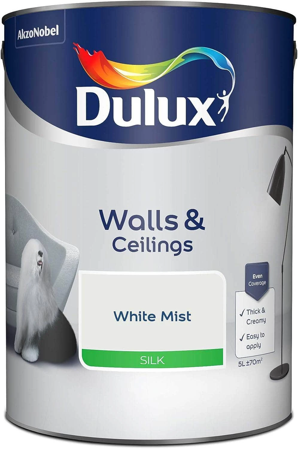 Dulux Silk Emulsion 5L - White Mist 4 Dulux Silk Emulsion 5L - White Mist - Image 2