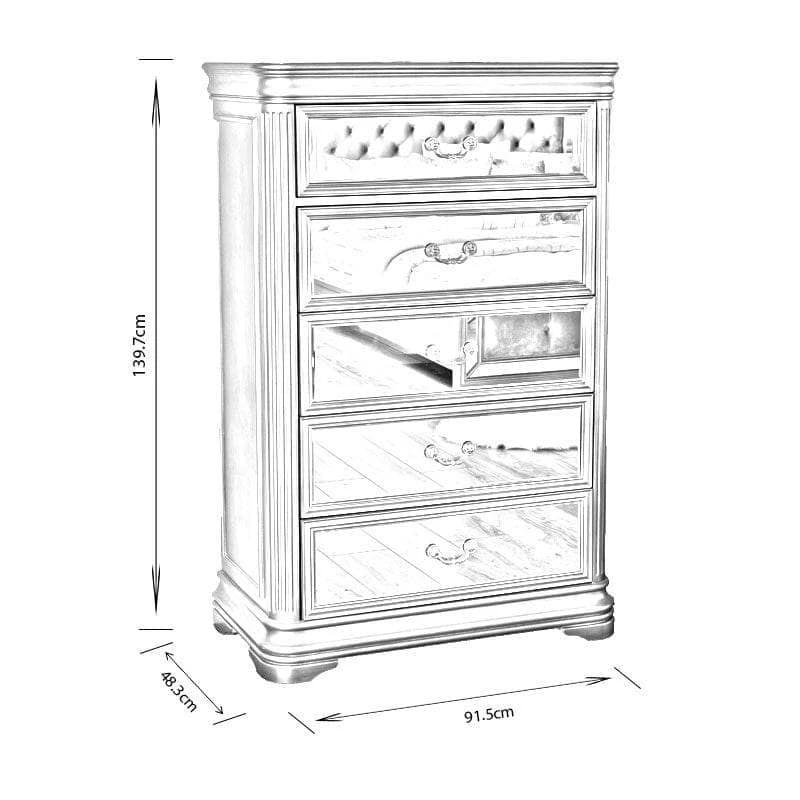 Clio Tall 5 Drawer Chest 7 Clio Tall 5 Drawer Chest - Image 5