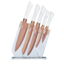 Marble Rose Gold 5 Piece Knife Set