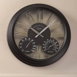 Exeter Wall Clock & Thermometer - Black -Taskers Sale Shop 5061001 ExeterBlack Insideinsitu