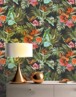 Rasch Paradise Birds Black & Multicoloured Wallpaper 539059 8 Rasch Paradise Birds Black & Multicoloured Wallpaper 539059 -Taskers Sale Shop 539059ParadiseBirdsBlack multiRoom2