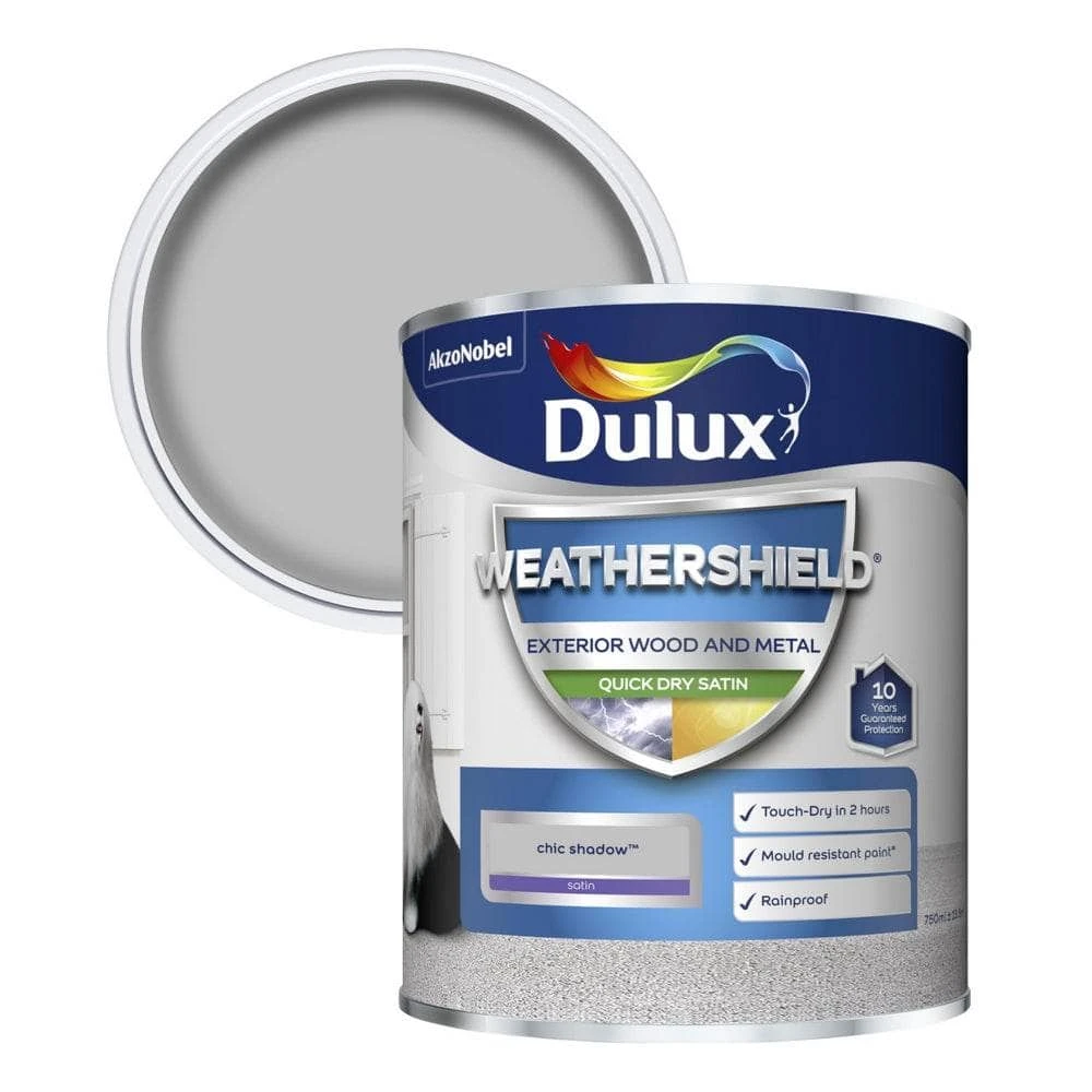 Dulux Weathershield Quick Dry Exterior Satin 2.5L - Chic Shadow 3 Dulux Weathershield Quick Dry Exterior Satin 2.5L - Chic Shadow