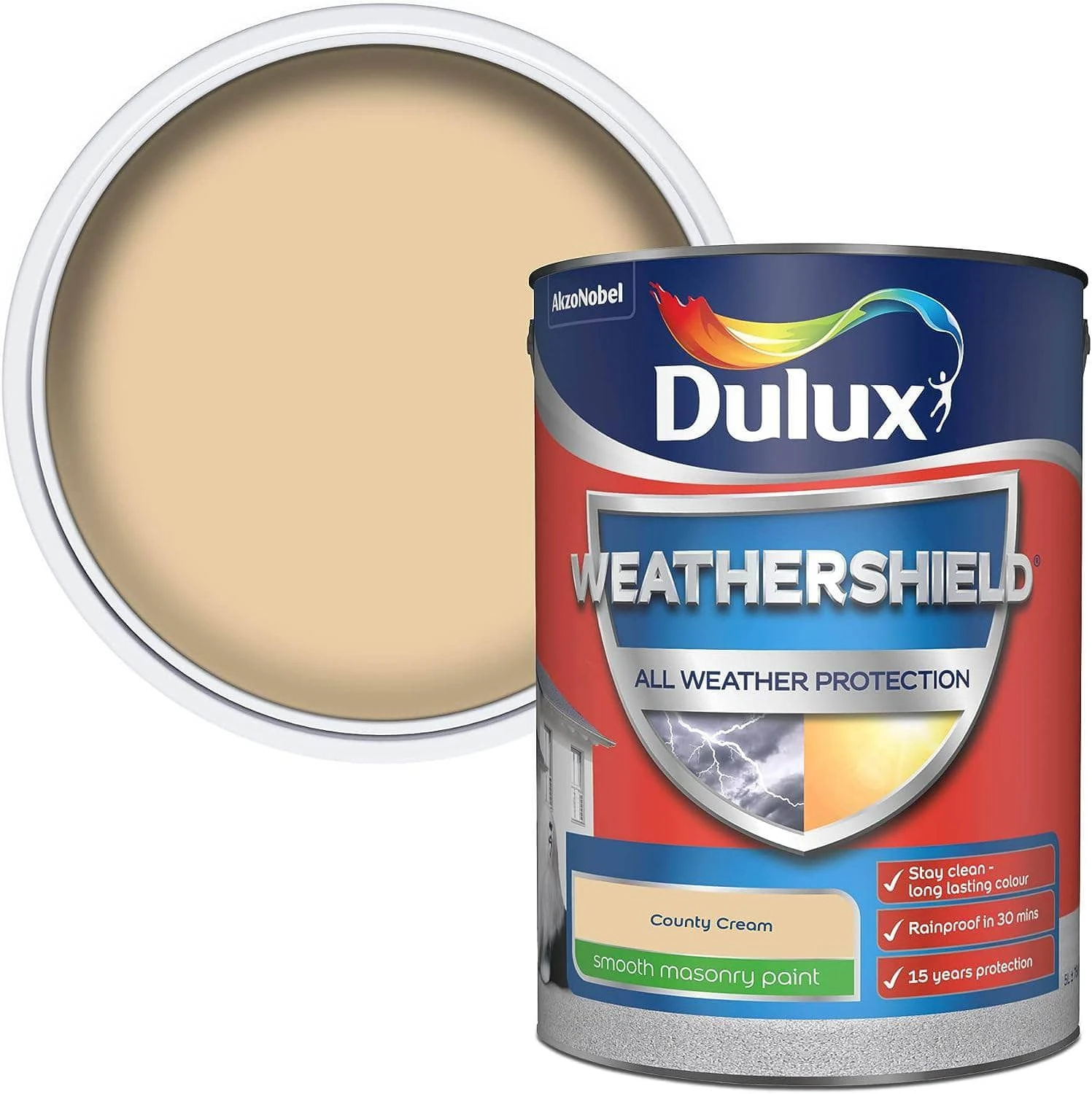 Dulux Weathershield 5L Masonry Paint - County Cream 3 Dulux Weathershield 5L Masonry Paint - County Cream