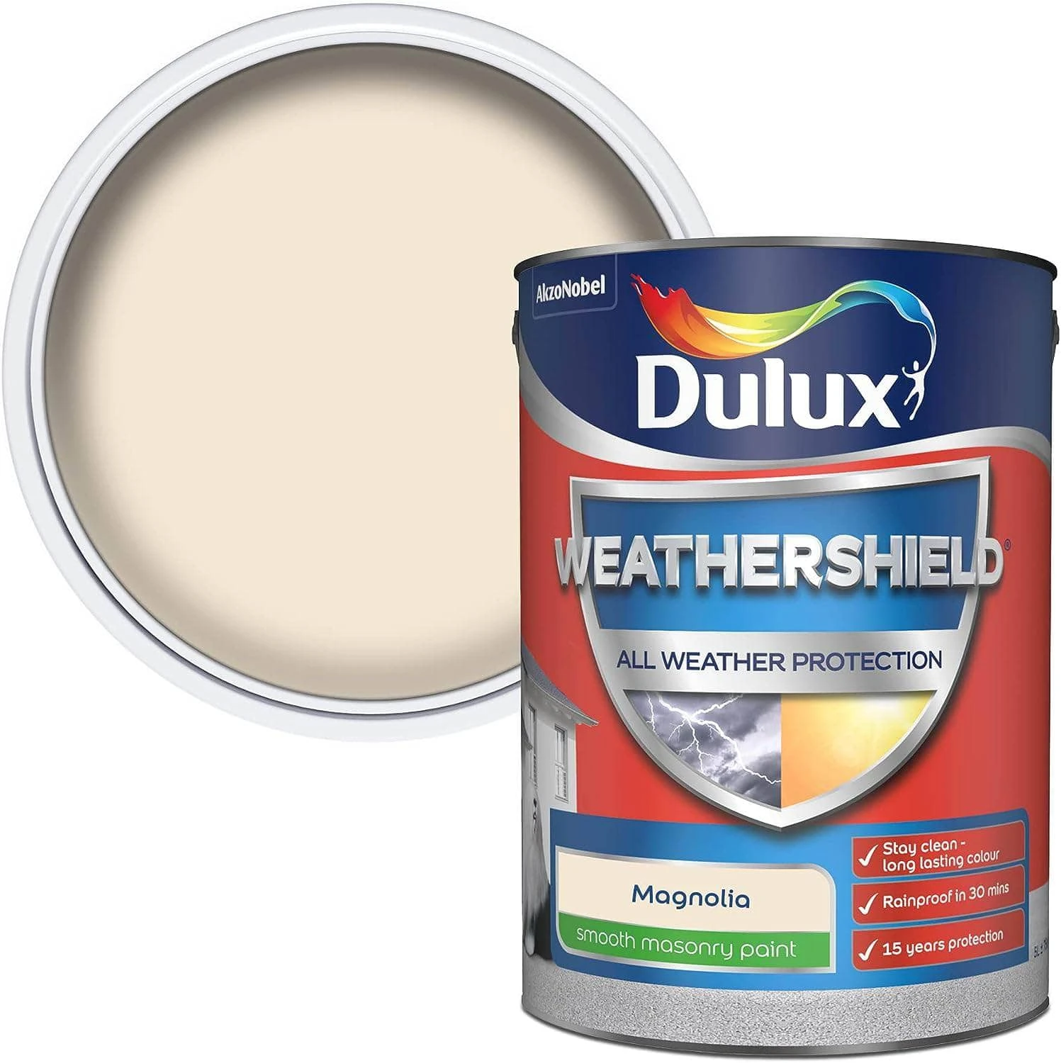 Dulux Weathershield 5L Masonry Paint - Magnolia 3 Dulux Weathershield 5L Masonry Paint - Magnolia