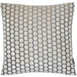 Small Hexagonal Cut Velvet Cushion - Cream