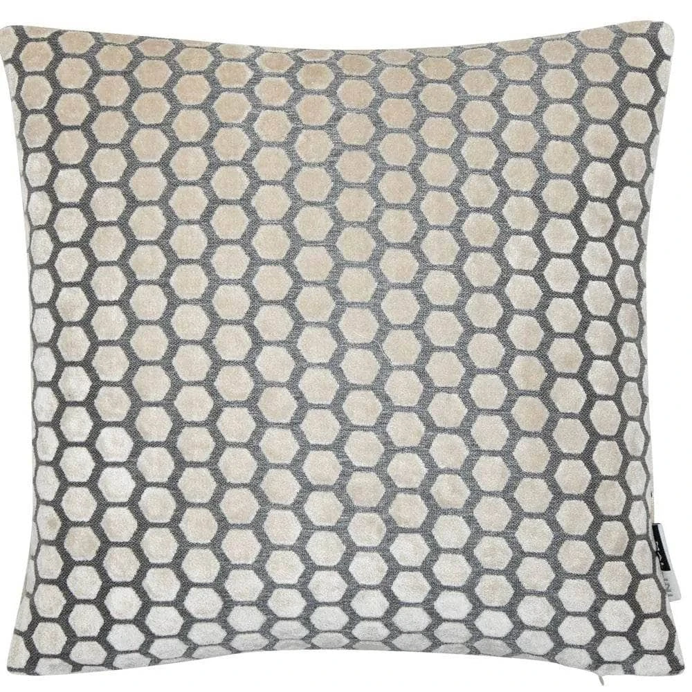 Small Hexagonal Cut Velvet Cushion - Cream 3 Small Hexagonal Cut Velvet Cushion - Cream