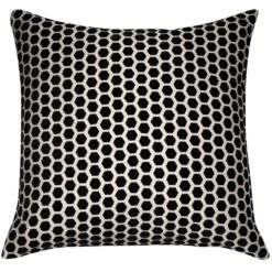Small Hexagonal Cut Velvet Cushion - Black
