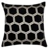 Large Hexagonal Cut Velvet Cushion - Black -Taskers Sale Shop 60005263 MALINILARGEHEXCUTVELVETBLACK56X56FILLED
