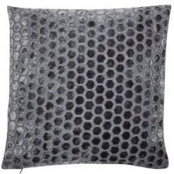 Small Hexagonal Cut Velvet Cushion - Grey