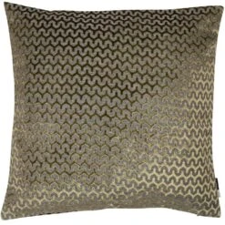 Cut Velvet Wave Cushion - Olive Green