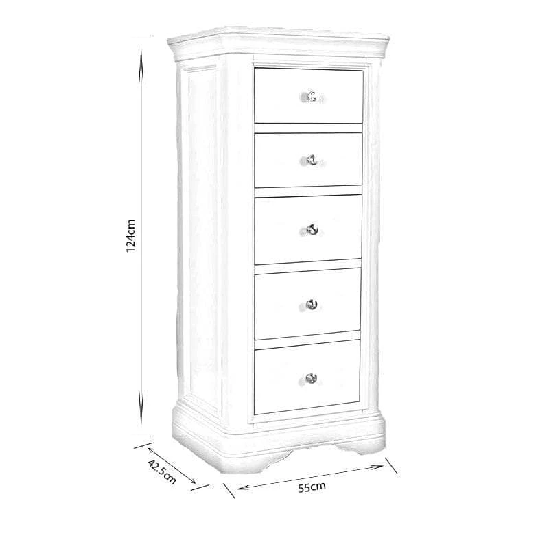 Victoria 5 Drawer Tall Chest - Taupe 11 Victoria 5 Drawer Tall Chest - Taupe - Image 9