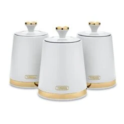 Cavaletto Set Of 3 Canisters - White