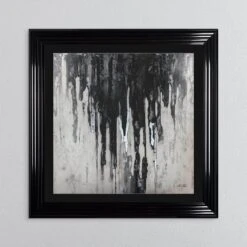 Abstract Silver Dripping Keys No.1 Framed Picture - 90 X 90cm