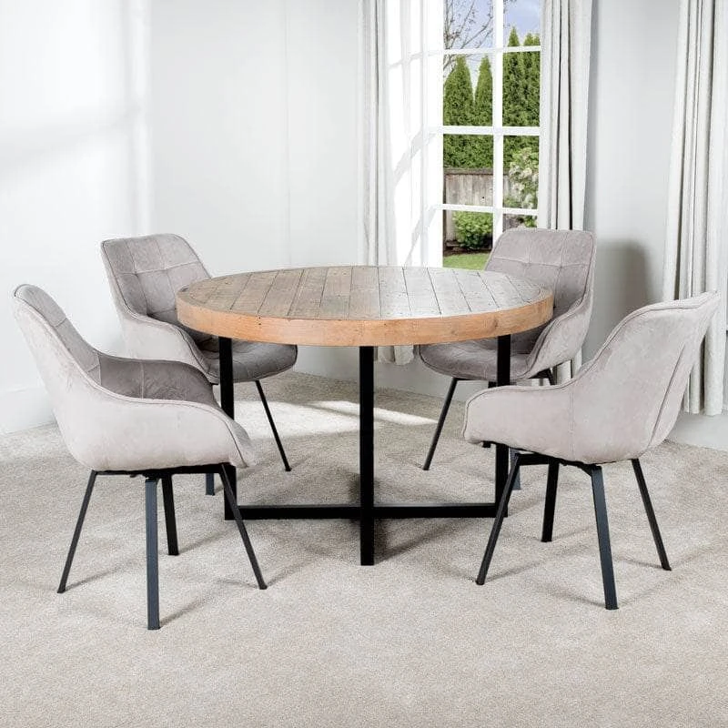Lincoln Round Dining Table & 4 Taupe Montreal Dining Chairs 4 Lincoln Round Dining Table & 4 Taupe Montreal Dining Chairs - Image 2