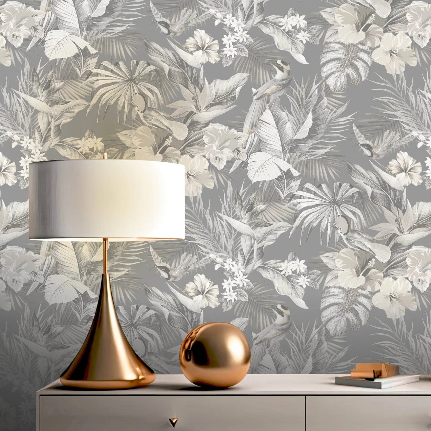 Rasch B31 Paradise Birds Grey Wallpaper - 539073 3 Rasch B31 Paradise Birds Grey Wallpaper - 539073