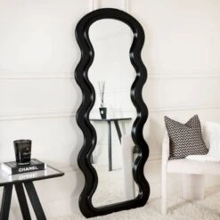 Arched Wave Mirror - Matt Black