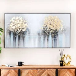 Double Tree Canvas Framed Picture - 150 X 80cm