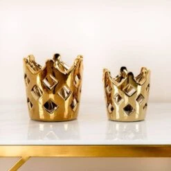 Small Crown Tealight Holder - Gold 7 Small Crown Tealight Holder - Gold -Taskers Sale Shop 60011688