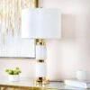 White Marble Table Lamp With Cream Velvet Shade 1 White Marble Table Lamp With Cream Velvet Shade -Taskers Sale Shop 60011710 1
