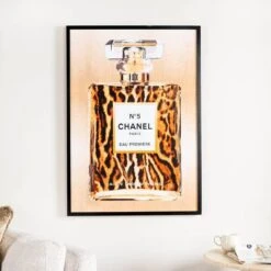 Animal Print Chanel No5 Bottle Framed Picture - 70 X 100cm