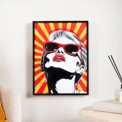Pop Art Woman Framed Picture - 30 X 40cm