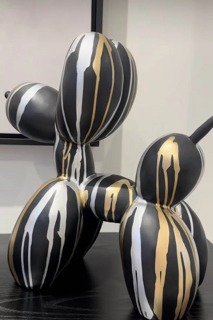 Large Dripping Paint Balloon Dog - Black & Gold 3 Large Dripping Paint Balloon Dog - Black & Gold