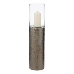 Martele Large Pillar Candle Holder - Silver