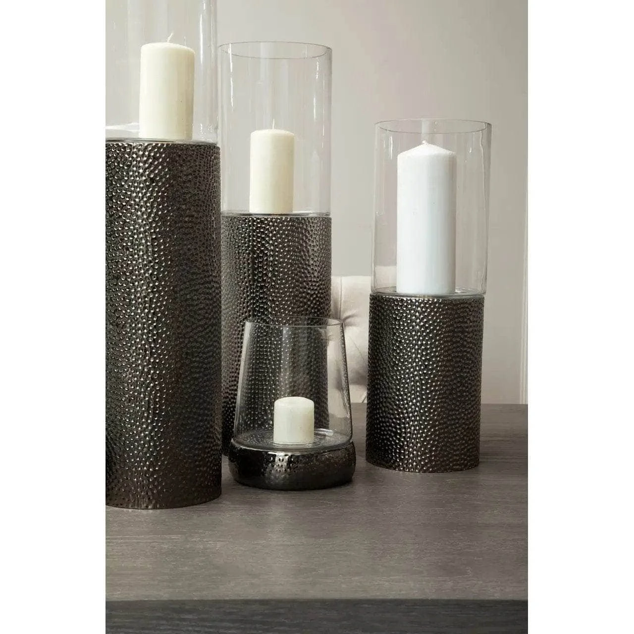 Martele Large Pillar Candle Holder - Silver 6 Martele Large Pillar Candle Holder - Silver - Image 4